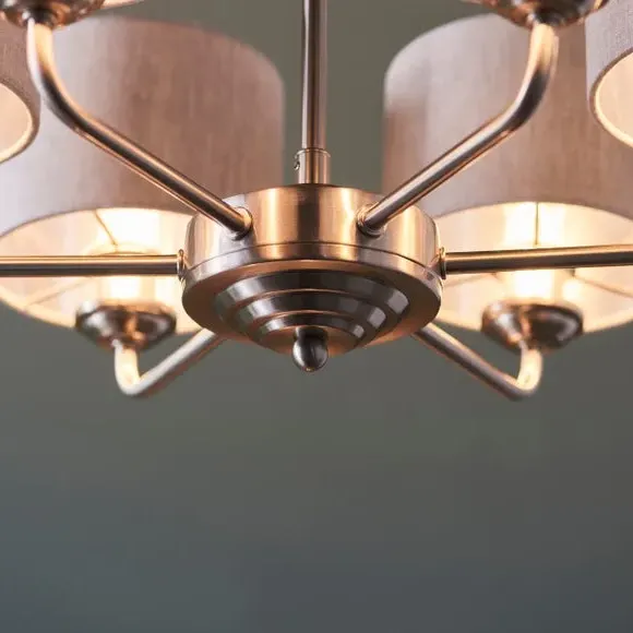 6 Light Ceiling Light - Chrome, Linen