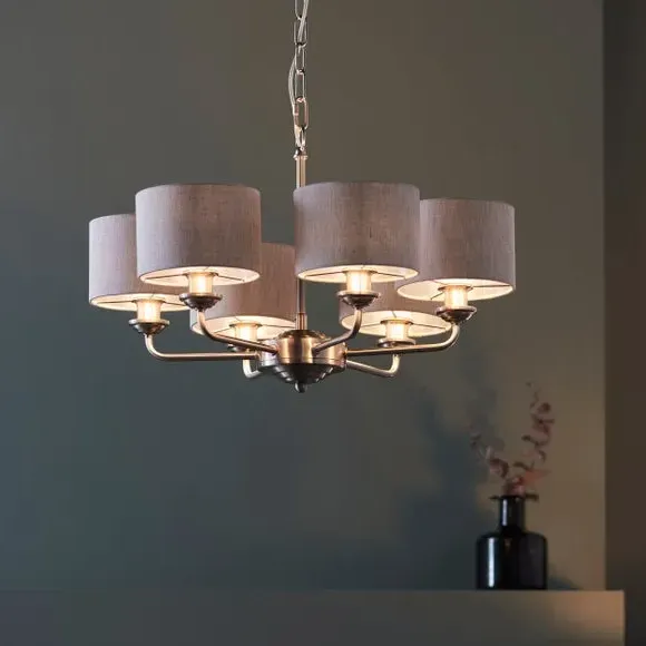 6 Light Ceiling Light - Chrome, Linen image