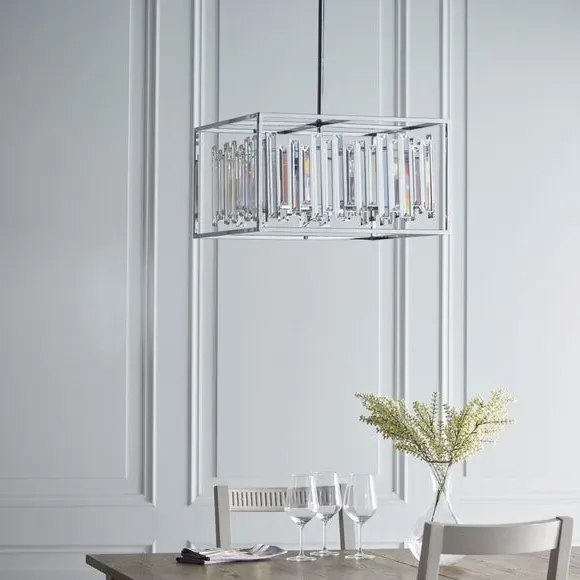 6-Light Ceiling Light with Crystals - Chrome