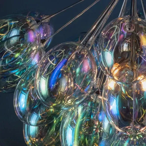 6-Light Chandelier with Dimmer - Chrome, Glass
