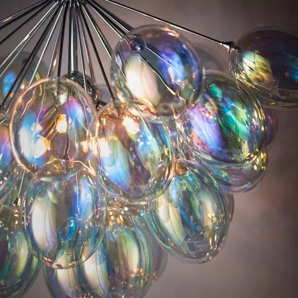 6-Light Chandelier with Dimmer - Chrome, Glass