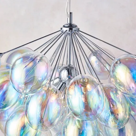 6-Light Chandelier with Dimmer - Chrome, Glass