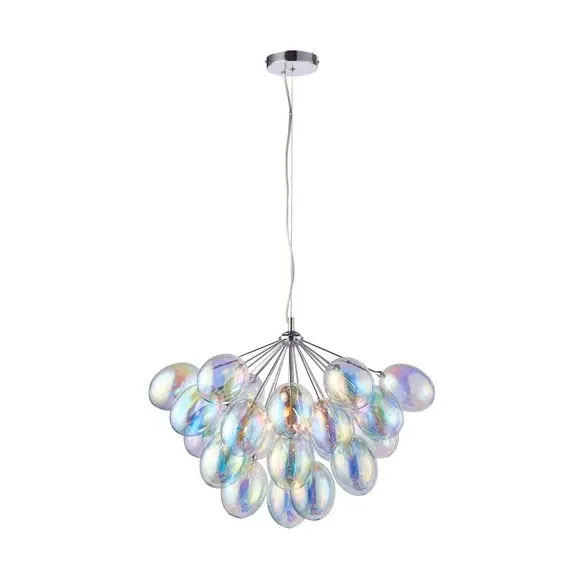 6-Light Chandelier with Dimmer - Chrome, Glass