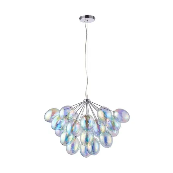 6-Light Chandelier with Dimmer - Chrome, Glass