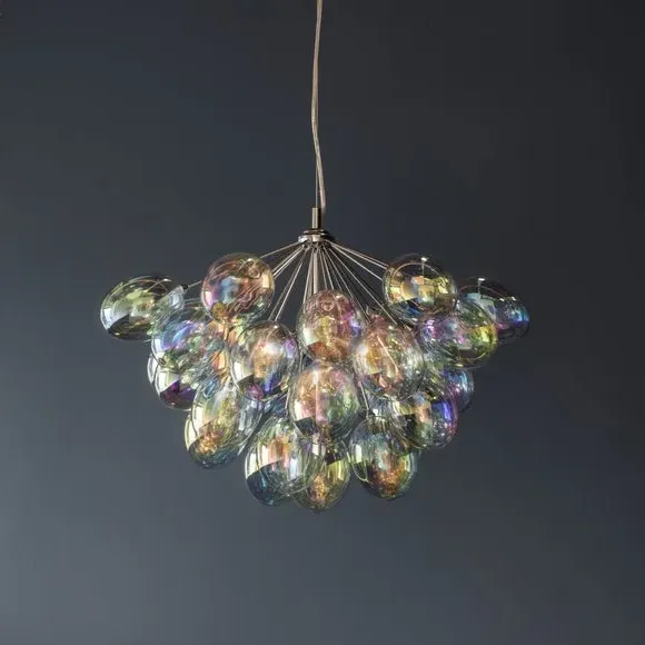 6-Light Chandelier with Dimmer - Chrome, Glass image