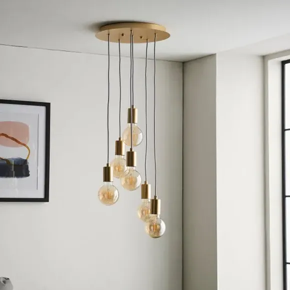 6 Light Cluster Ceiling Light - Gold, Metal