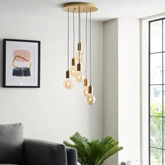 6 Light Cluster Ceiling Light - Gold, Metal