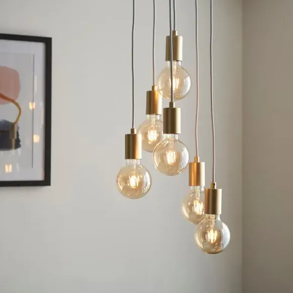 6 Light Cluster Ceiling Light - Gold, Metal