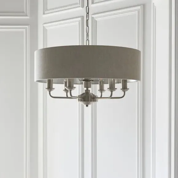 6-Light Pendant Light Adjustable - Chrome, Linen