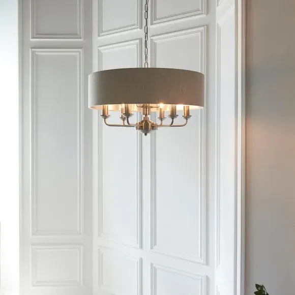 6-Light Pendant Light Adjustable - Chrome, Linen