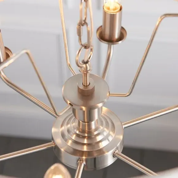 6-Light Pendant Light Adjustable - Chrome, Linen