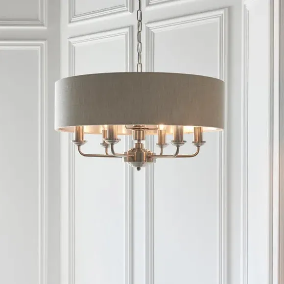 6-Light Pendant Light Adjustable - Chrome, Linen image