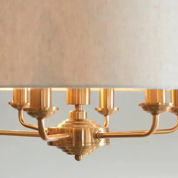 6-Light Pendant Light Adjustable - Gold, Linen