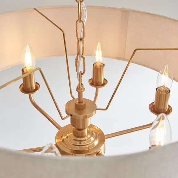 6-Light Pendant Light Adjustable - Gold, Linen