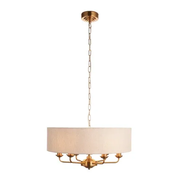 6-Light Pendant Light Adjustable - Gold, Linen