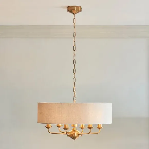 6-Light Pendant Light Adjustable - Gold, Linen