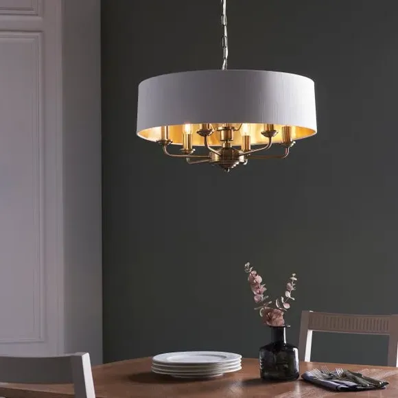 6-Light Pendant Light Adjustable - White, Linen
