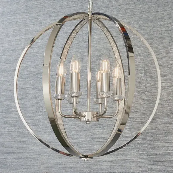 6 Light Pendant Light - Clear, Crystal