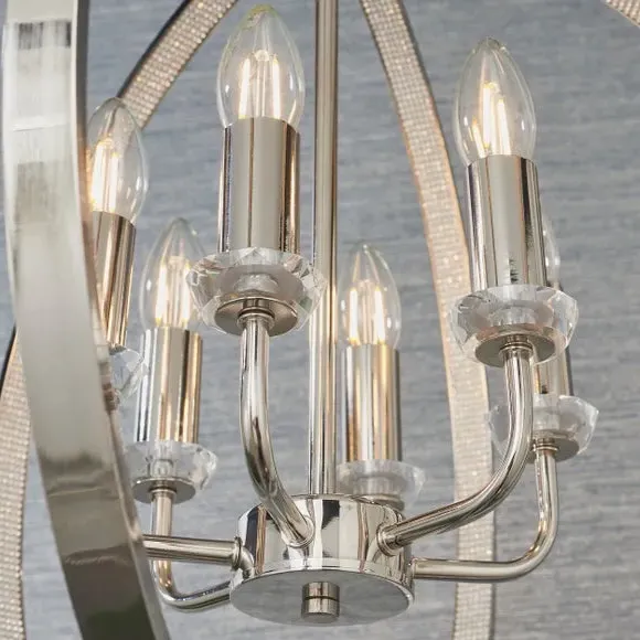 6 Light Pendant Light - Clear, Crystal