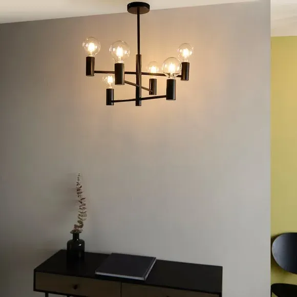 6-Light Semi Flush Ceiling Light - Black