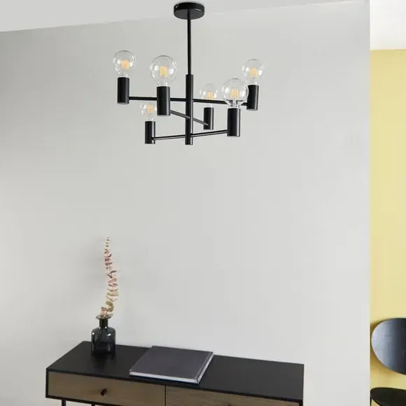 6-Light Semi Flush Ceiling Light - Black