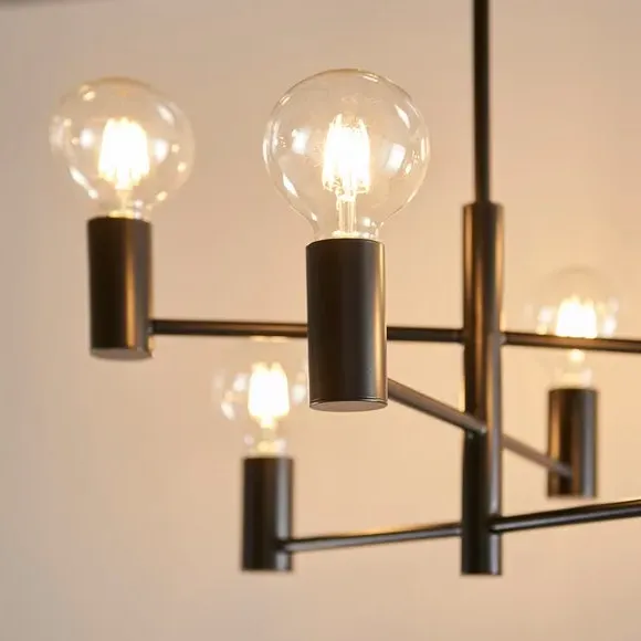 6-Light Semi Flush Ceiling Light - Black