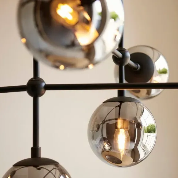 6-Light Semi Flush Ceiling Light - Black, Metal