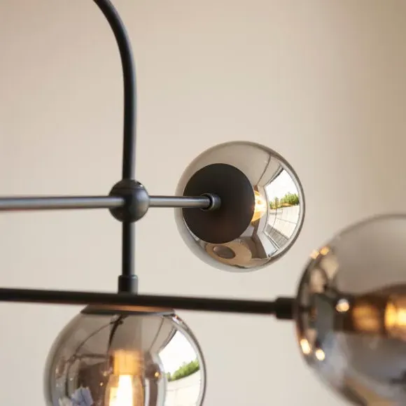 6-Light Semi Flush Ceiling Light - Black, Metal