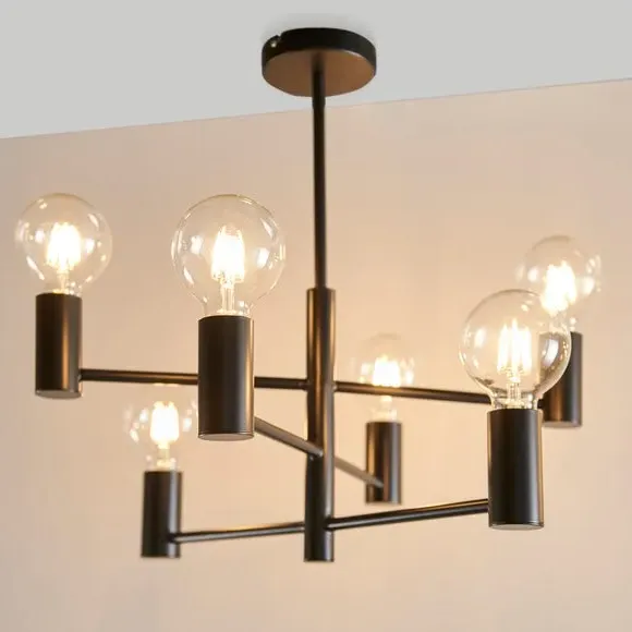 6-Light Semi Flush Ceiling Light - Black image
