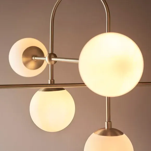 6-Light Semi Flush Ceiling Light - Brass, Metal