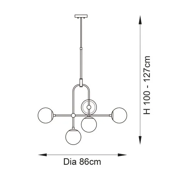 6-Light Semi Flush Ceiling Light - Brass, Metal