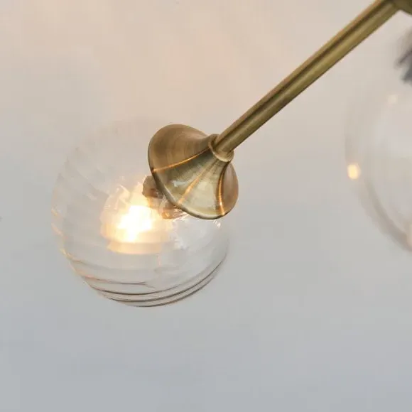 6-Light Semi Flush Ceiling Light - Gold, Glass