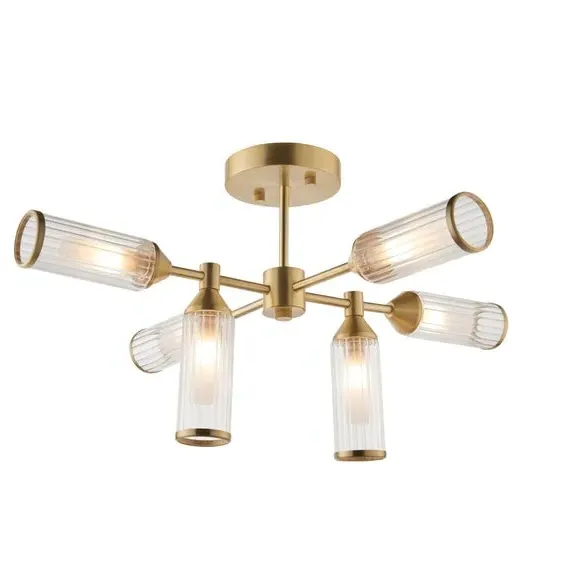 6-Light Semi Flush Ceiling Light - Gold, Steel
