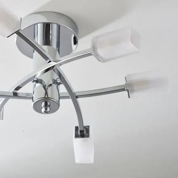 6 Light Semi Flush Ceiling Light - Silver, Chrome