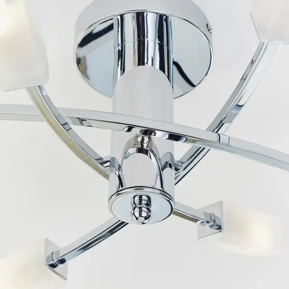 6 Light Semi Flush Ceiling Light - Silver, Chrome