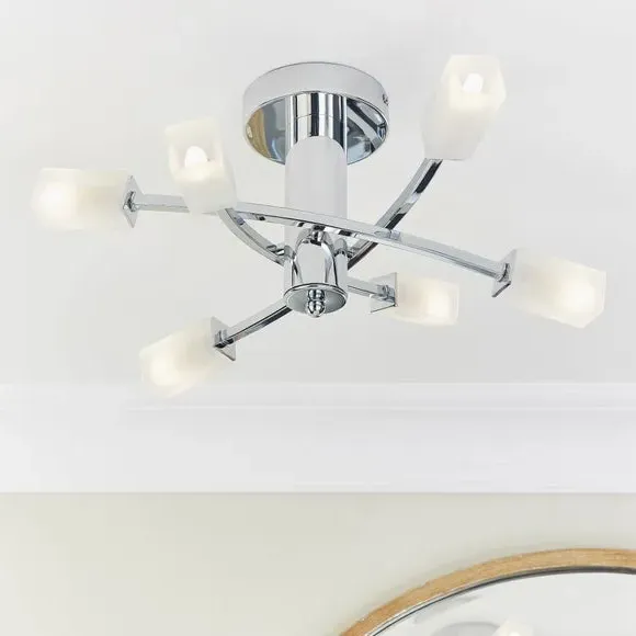 6 Light Semi Flush Ceiling Light - Silver, Chrome image