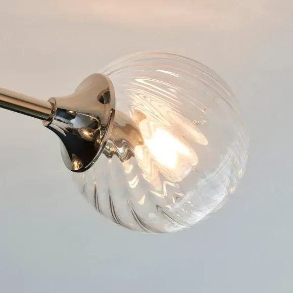 6-Light Semi Flush Ceiling Light - Silver, Glass