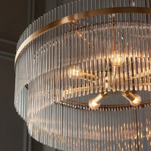 7-Light Chandelier Height Adjustable - Gold, Brass