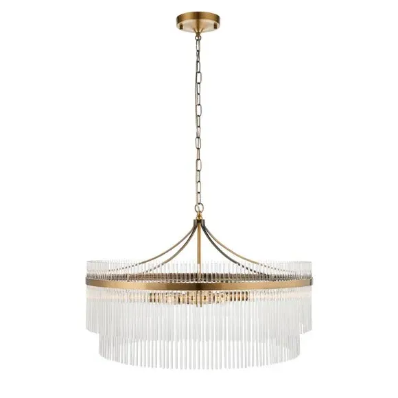 7-Light Chandelier Height Adjustable - Gold, Brass