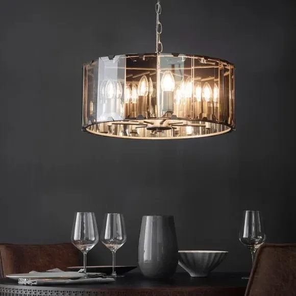8-Light Adjustable Pendant Light - Grey, Steel image