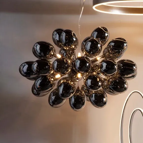 8 Light Ceiling Light - Black, Chrome