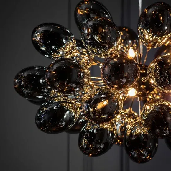 8 Light Ceiling Light - Black, Chrome