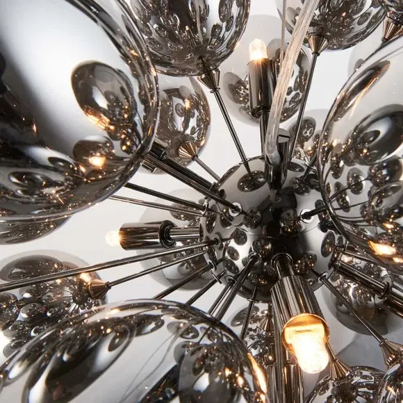 8 Light Ceiling Light - Black, Chrome