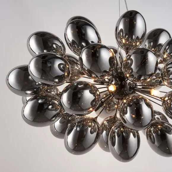 8 Light Ceiling Light - Black, Chrome