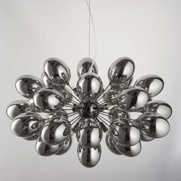 8 Light Ceiling Light - Black, Chrome
