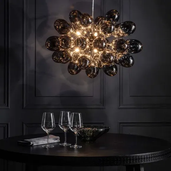 8 Light Ceiling Light - Black, Chrome image