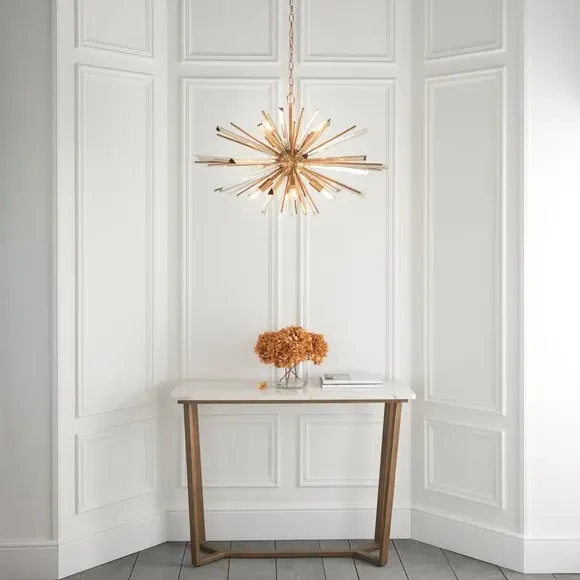 8-Light Ceiling Light Starburst - Brass, Glass