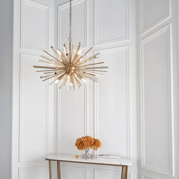 8-Light Ceiling Light Starburst - Brass, Glass