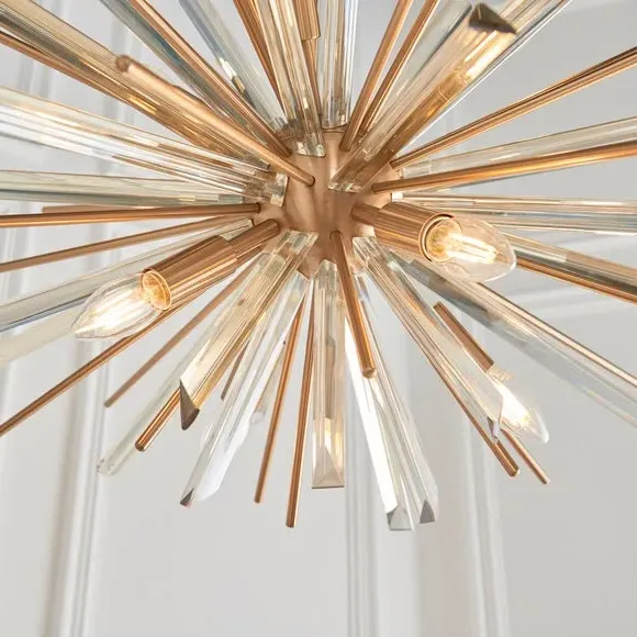 8-Light Ceiling Light Starburst - Brass, Glass