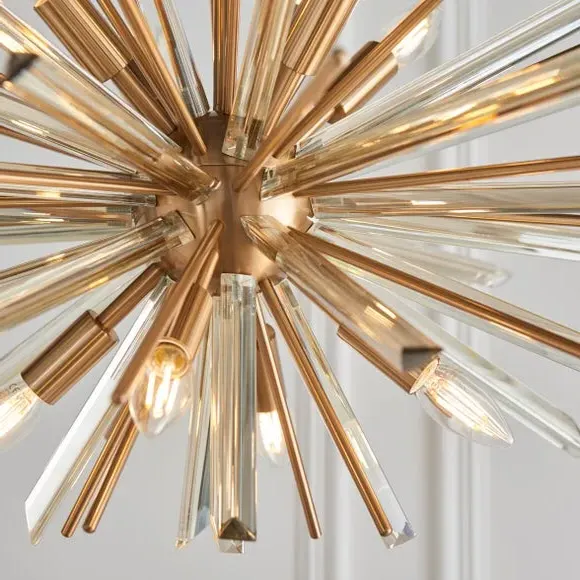 8-Light Ceiling Light Starburst - Brass, Glass